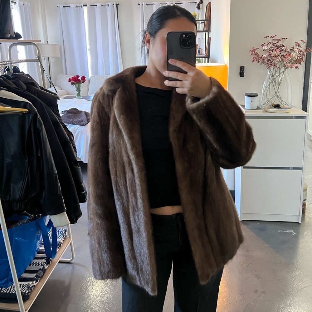 Elegant vintage real fur coat